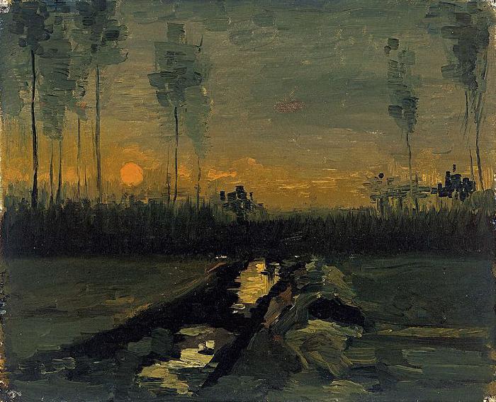 Vincent Van Gogh Landscape at sunset oil painting image